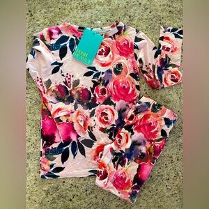 Posh Peanut Dusk Rose Floral Toddler Girl Kids LS/pant Pajama Set - 3T NWT